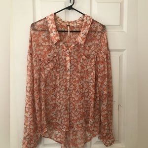 Urban Outfitters Button Floral Printed Blouse (Size M)